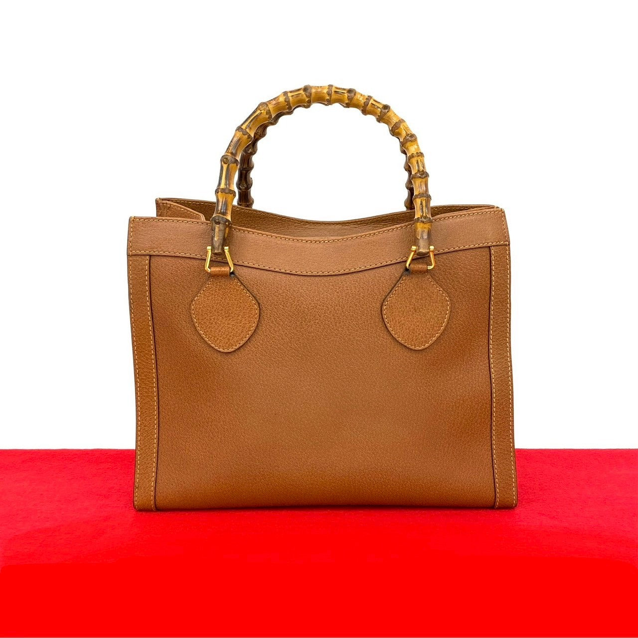 GUCCI Handbag leather Brown Bamboo