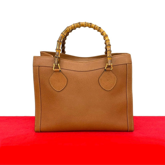 GUCCI Handbag leather Brown Bamboo