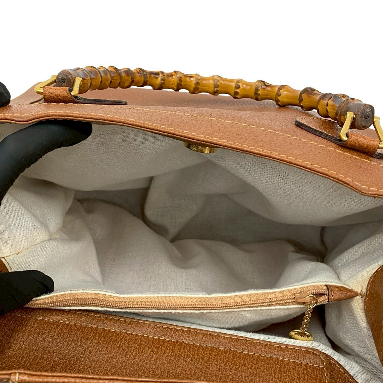 GUCCI Handbag leather Brown Bamboo