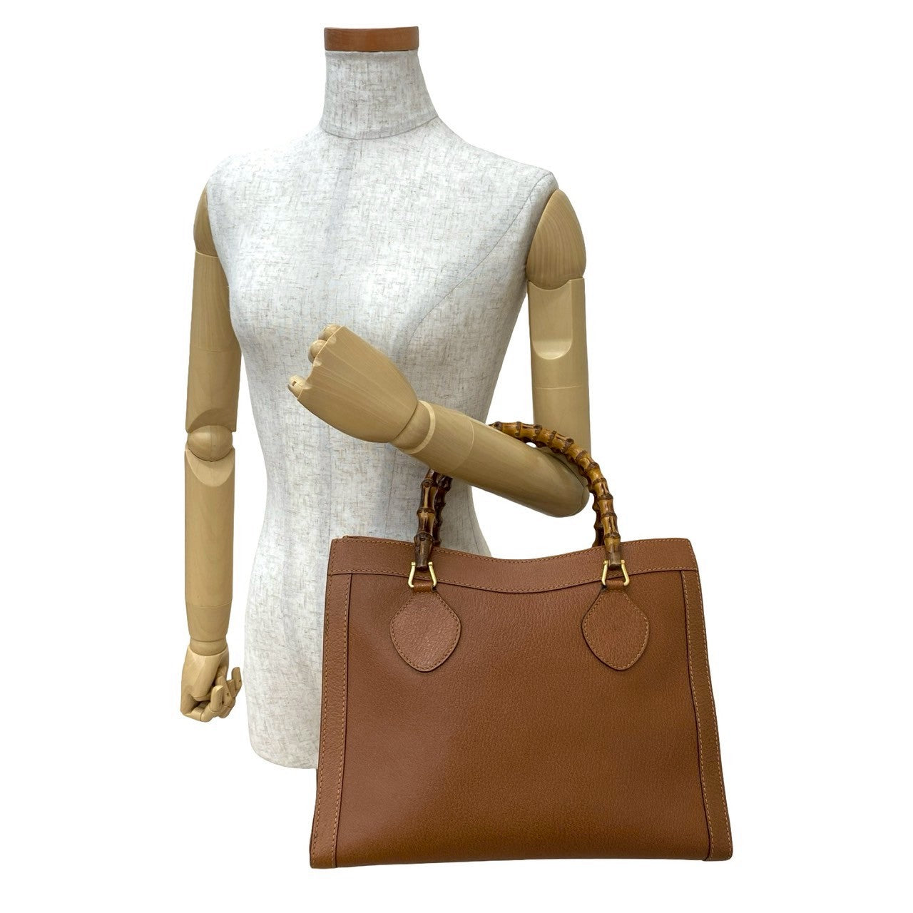 GUCCI Handbag leather Brown Bamboo