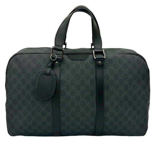 GUCCI Boston Duffel bag leather black GG Supreme