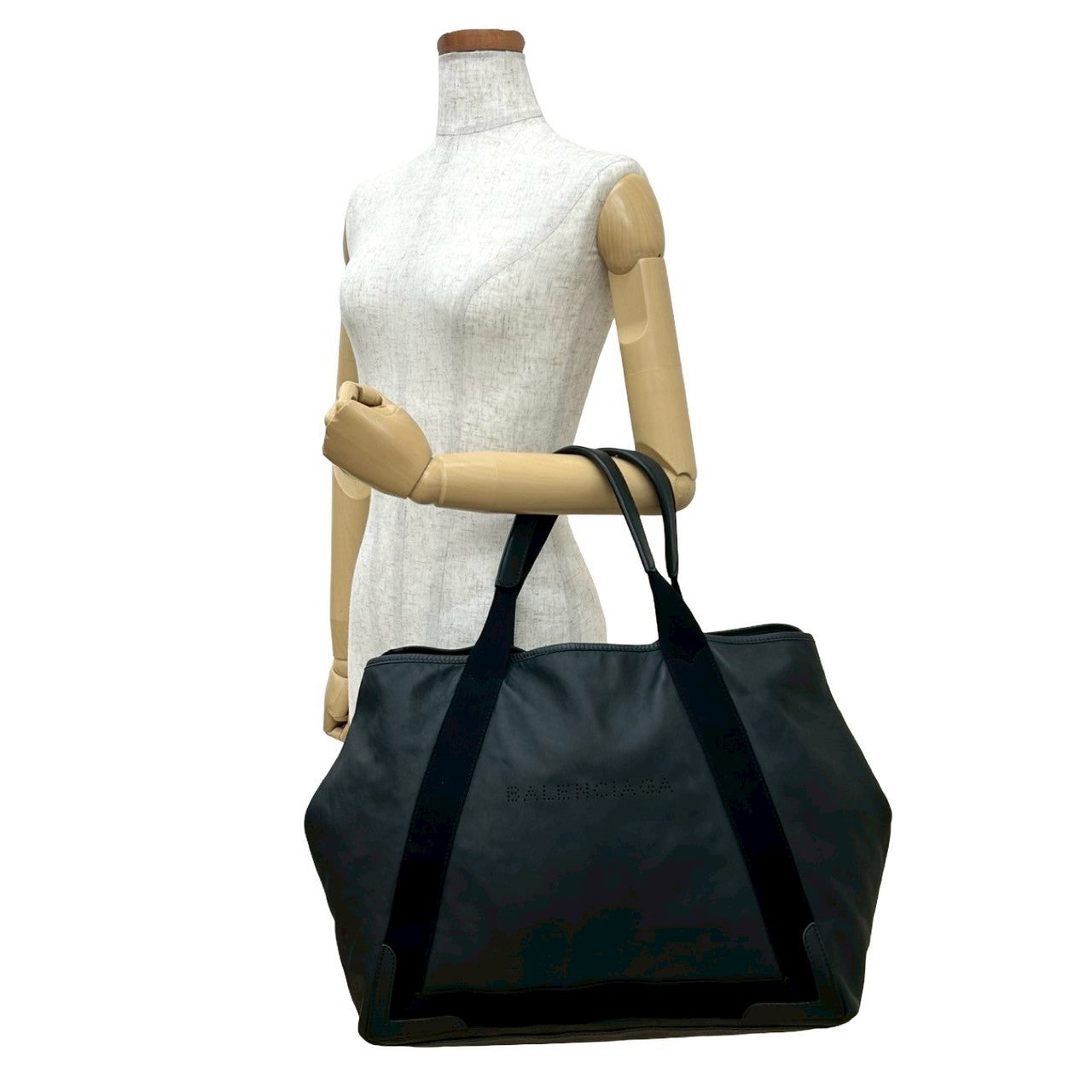 BALENCIAGA Handbag leather black Navy kabas