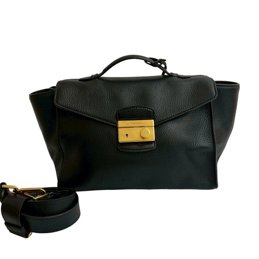 PRADA Shoulder Bag leather black
