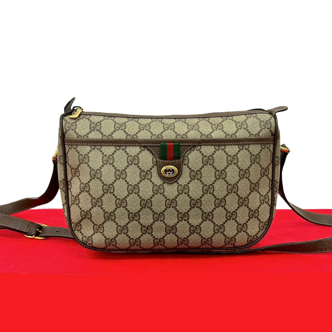 GUCCI Shoulder Bag leather Brown Sherry line
