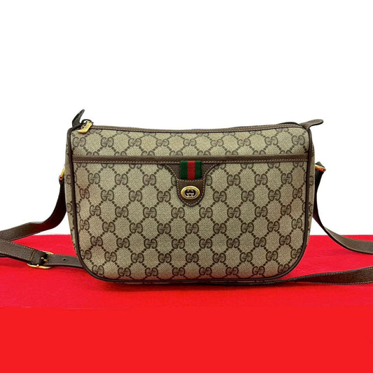 GUCCI Shoulder Bag leather Brown Sherry line