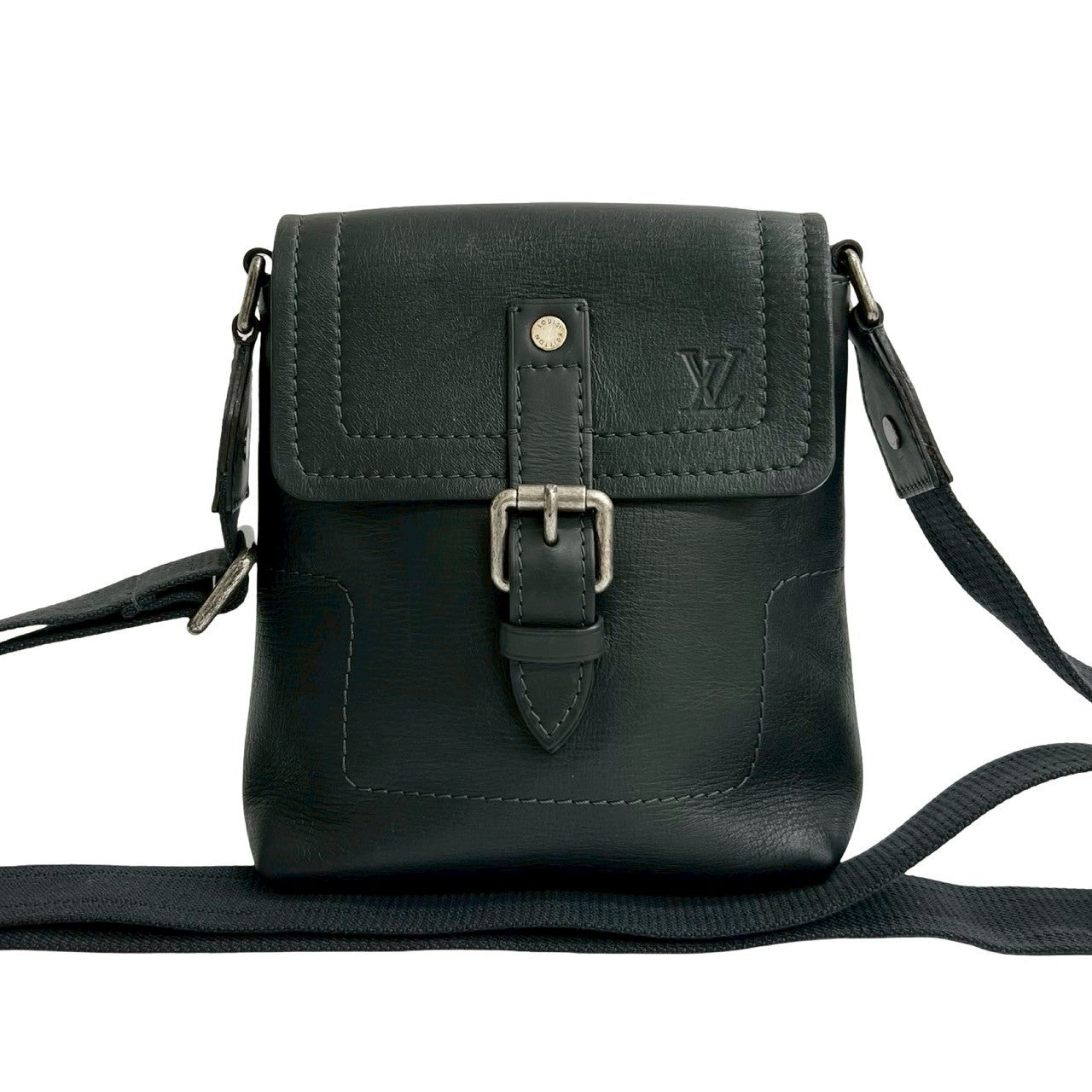 LOUIS VUITTON Shoulder Bag leather black Utah Yuma