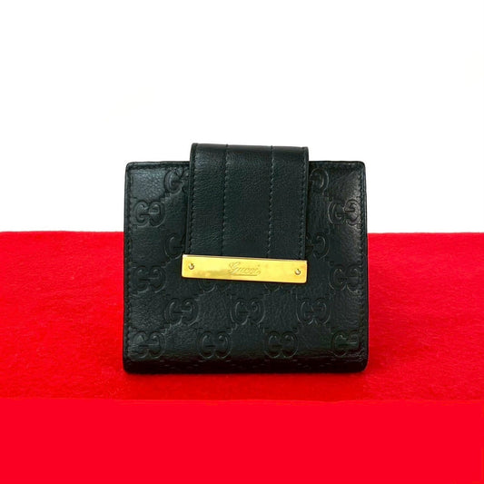GUCCI Bifold Wallet leather black Sima