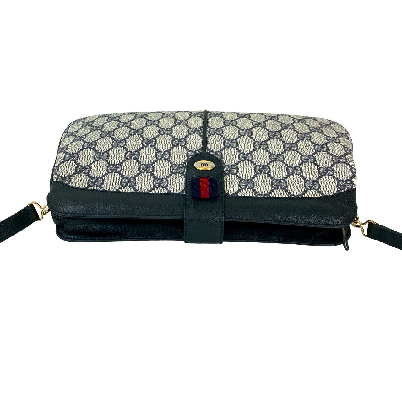 GUCCI Shoulder Bag leather Navy Sherry line