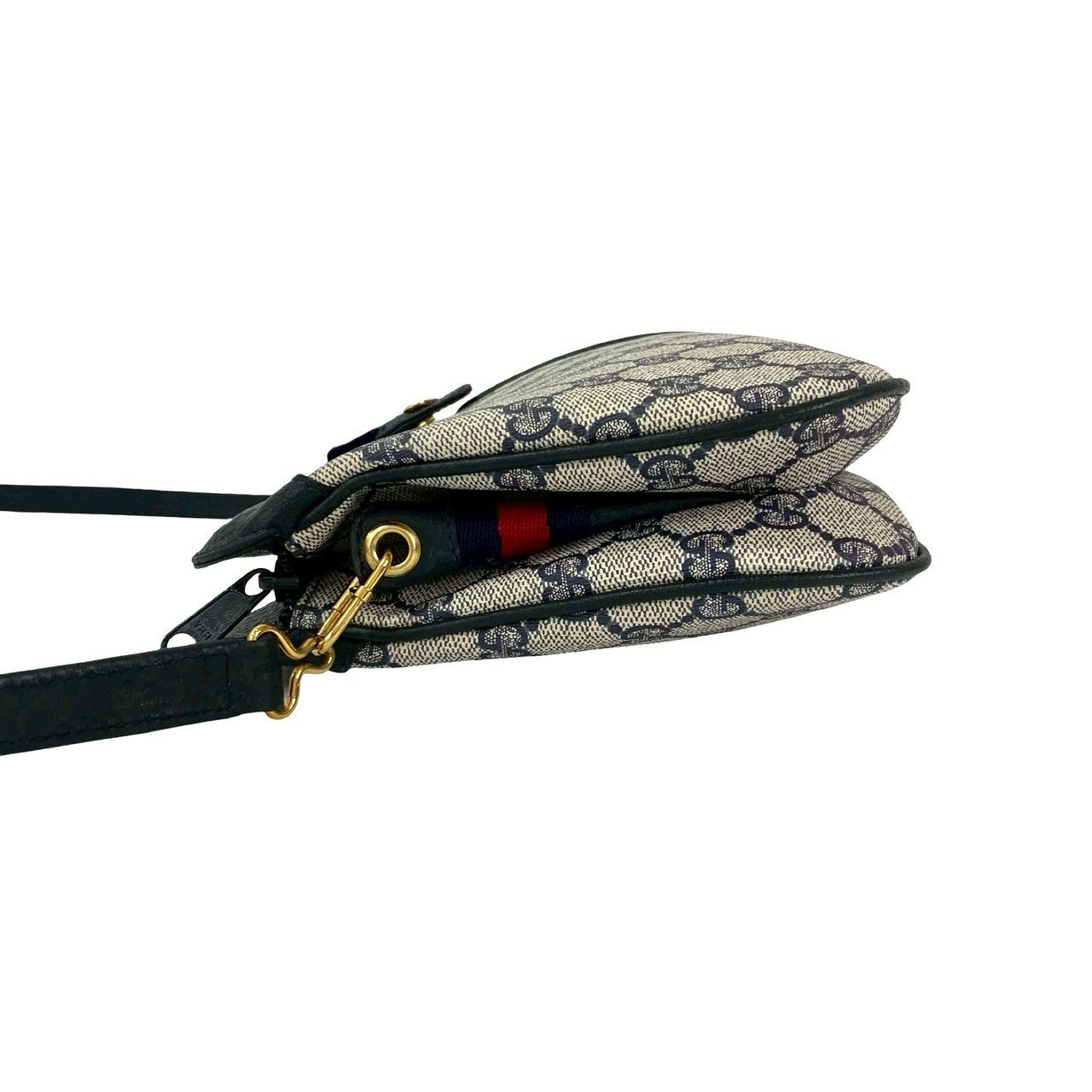 GUCCI Shoulder Bag leather Navy Sherry line