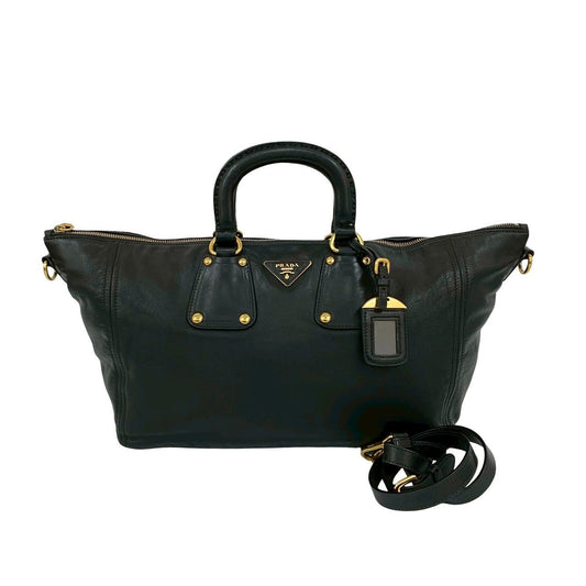 PRADA Shoulder Bag leather black