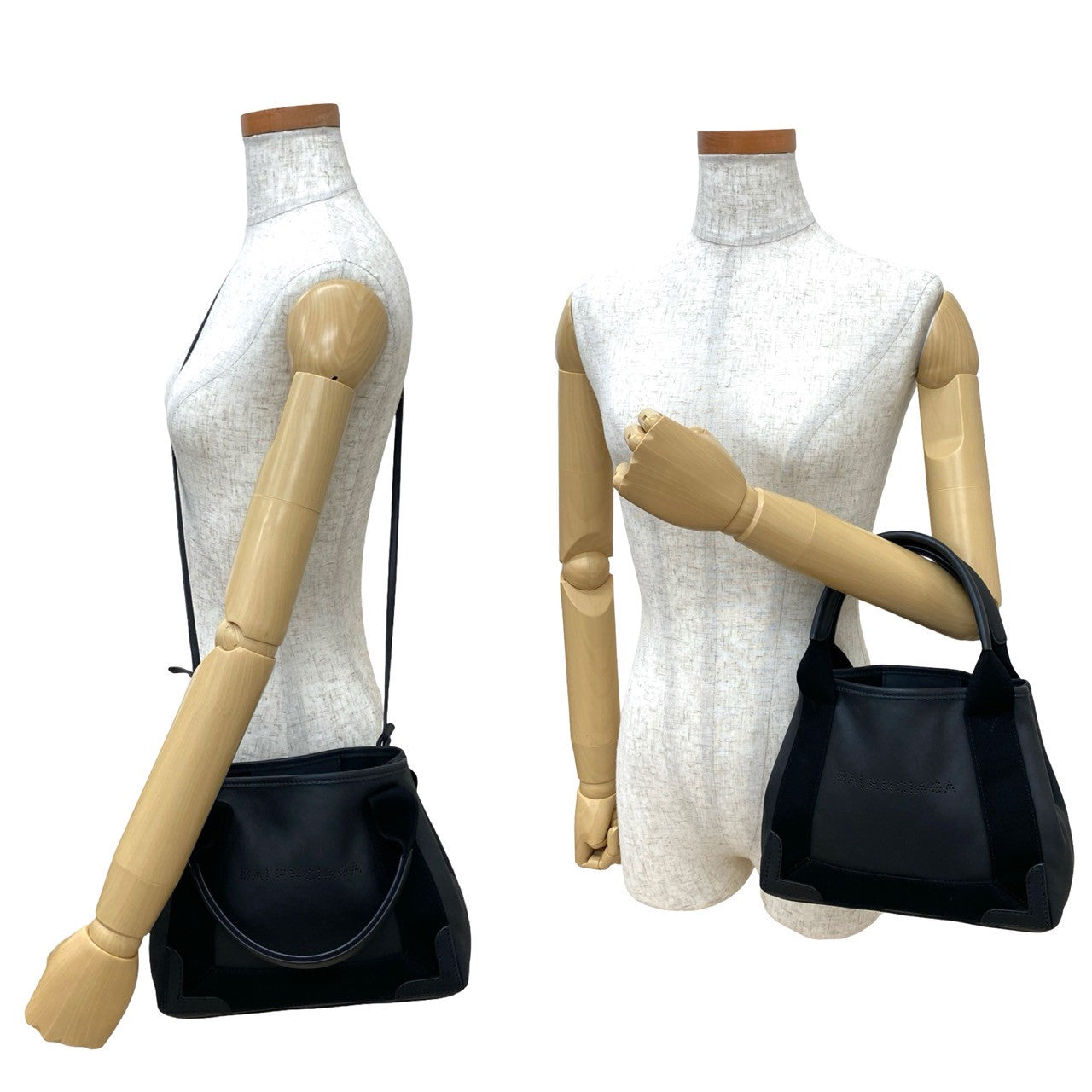 BALENCIAGA Shoulder Bag leather black Navy Cabas XS