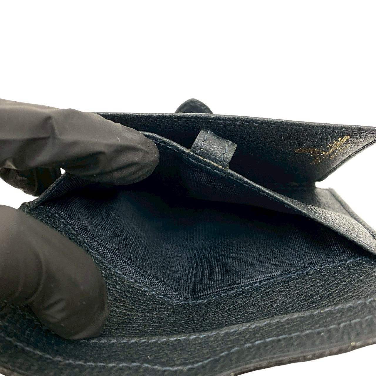 GUCCI Bifold Wallet leather Navy Sherry line