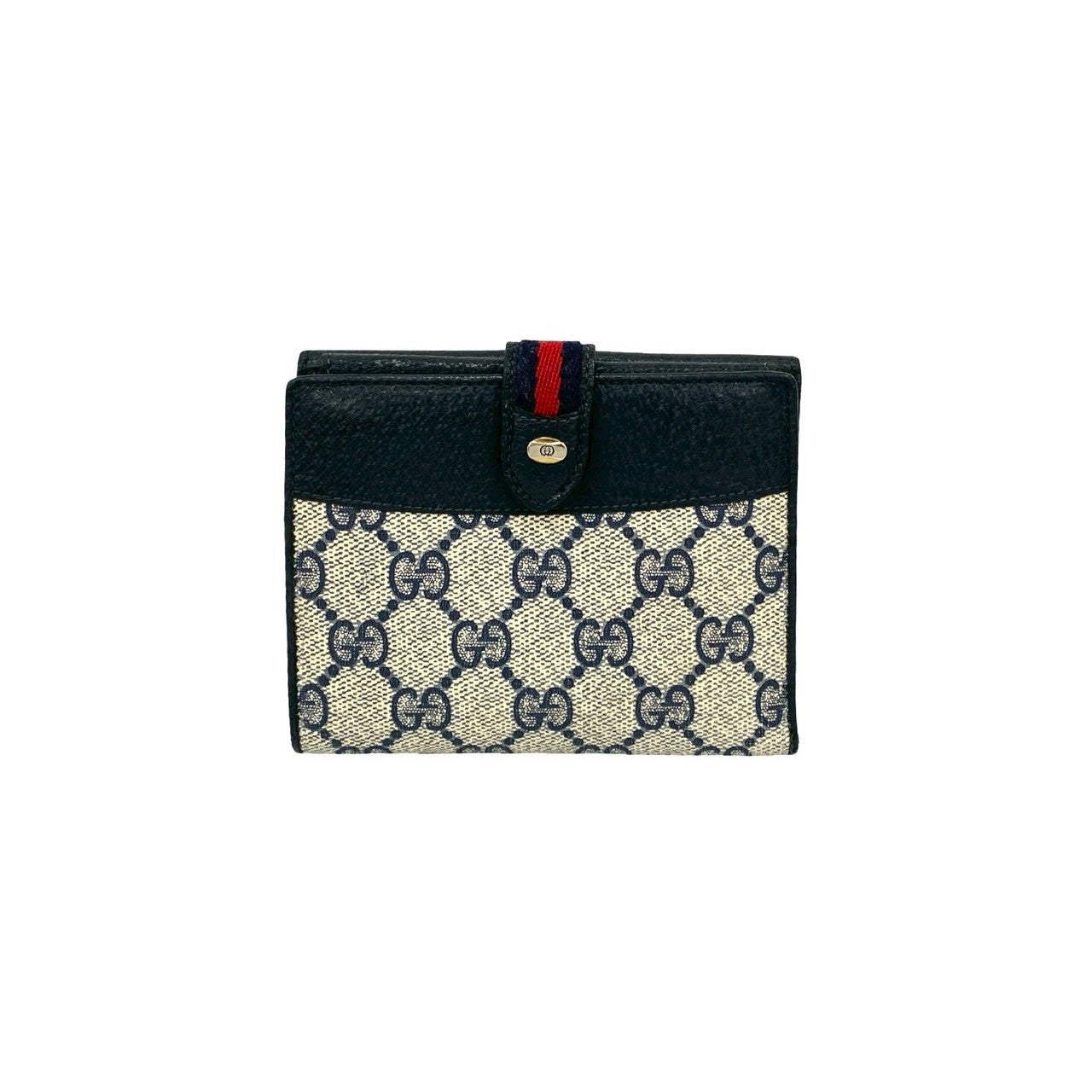 GUCCI Bifold Wallet leather Navy Sherry line