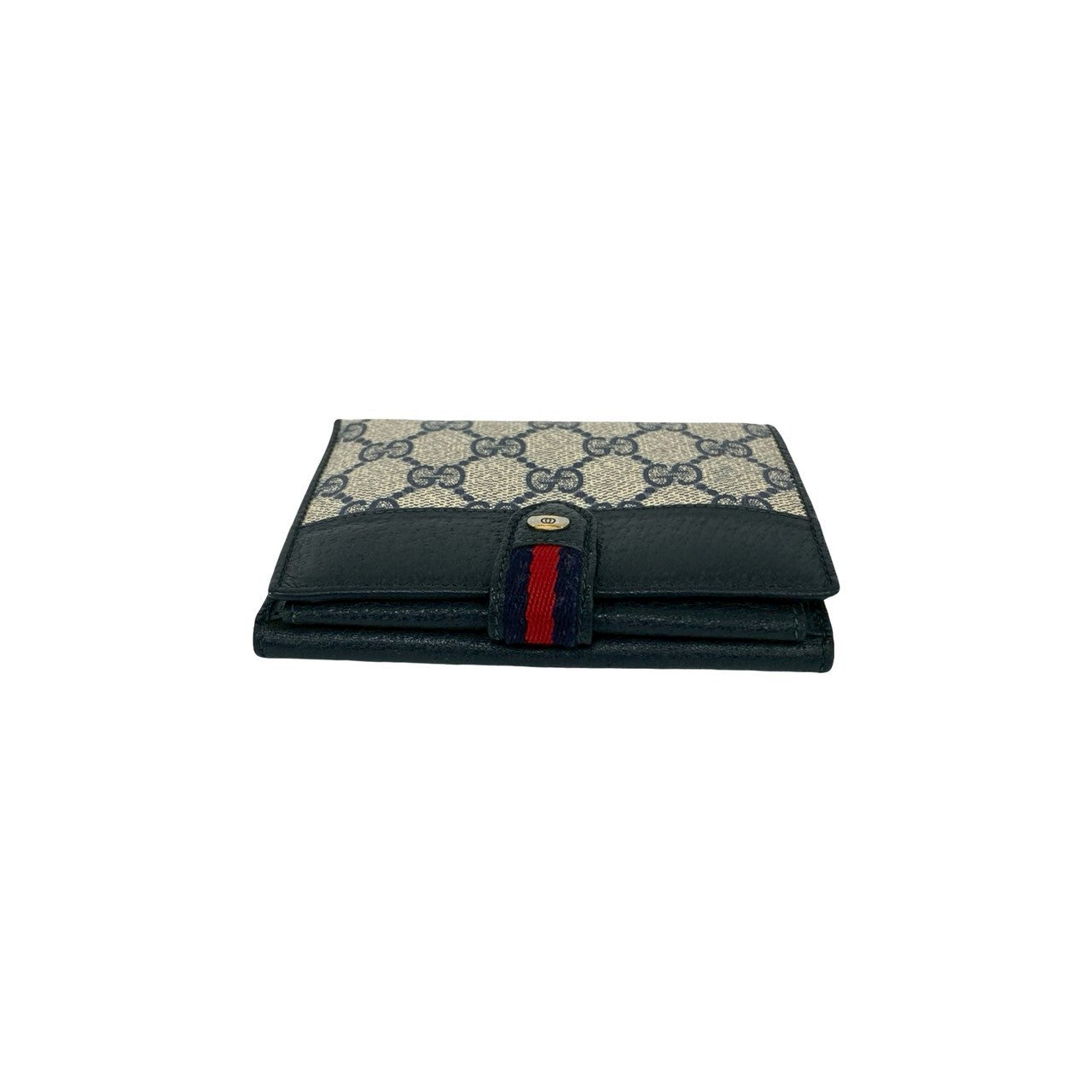 GUCCI Bifold Wallet leather Navy Sherry line