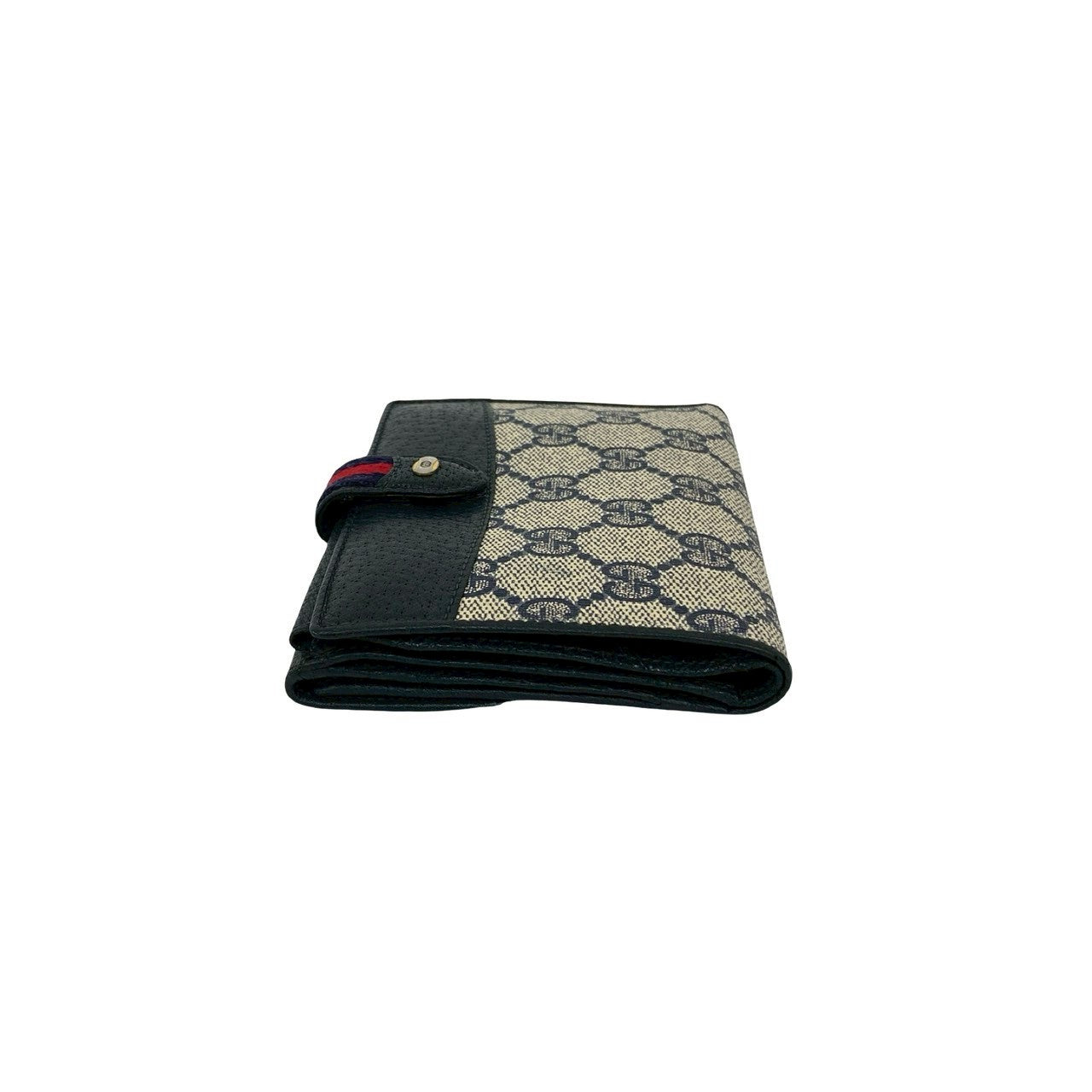 GUCCI Bifold Wallet leather Navy Sherry line
