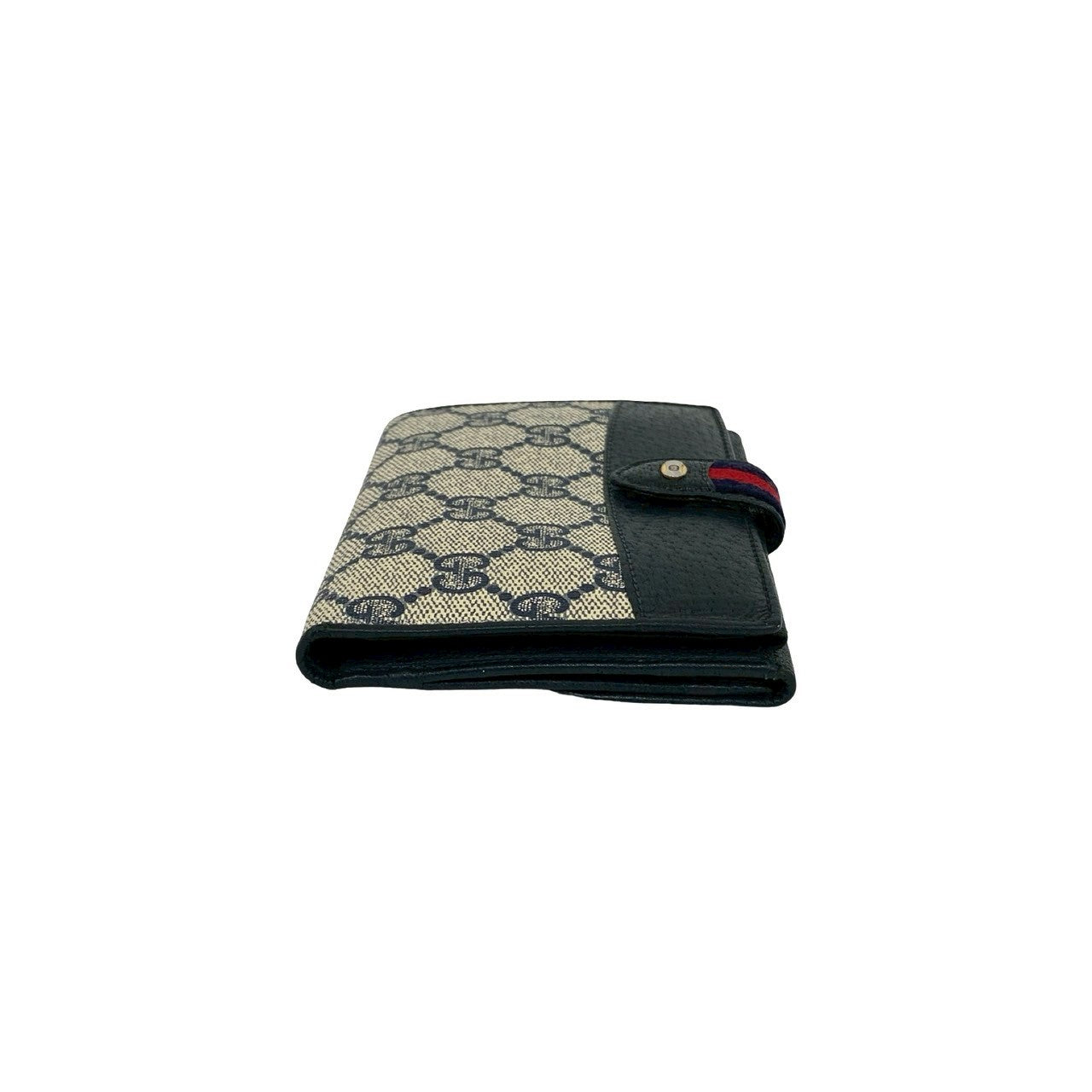 GUCCI Bifold Wallet leather Navy Sherry line