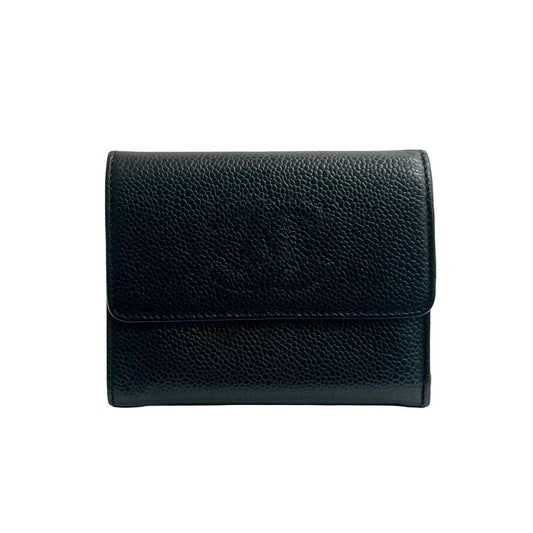 CHANEL Bifold Wallet Matt caviar skin black