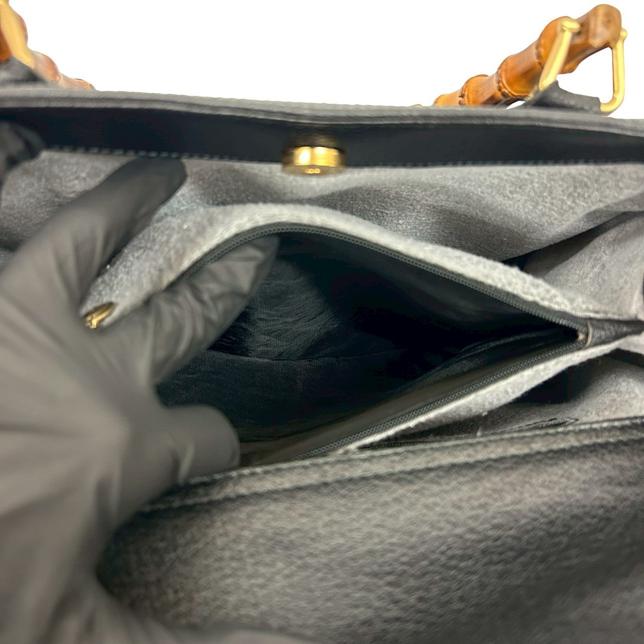 GUCCI Handbag leather black Bamboo