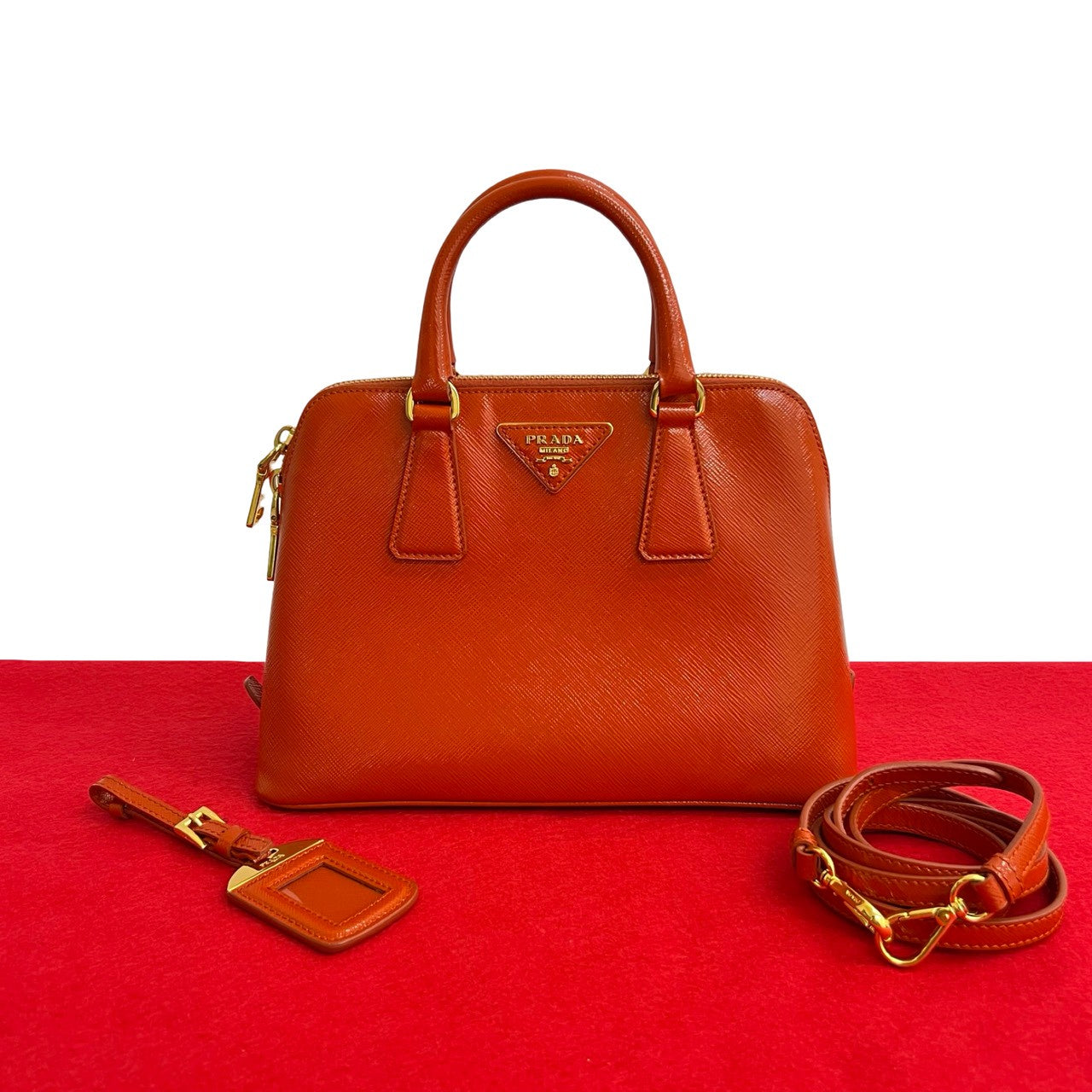 PRADA Shoulder Bag Patent leather Orange