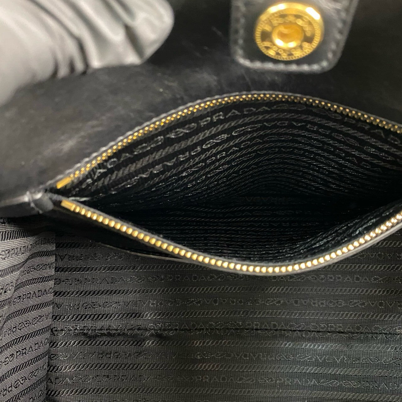 PRADA Shoulder Bag leather black