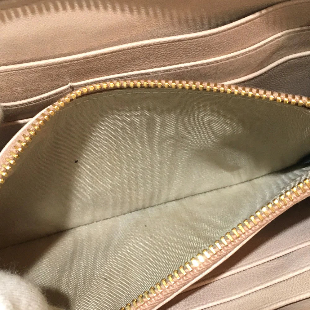 PRADA Ruched Long Wallet Beige