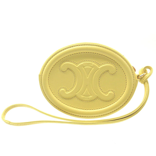 CELINE Coin case 10I483 leather yellow Triomphe unisex(Unisex) Used Authentic