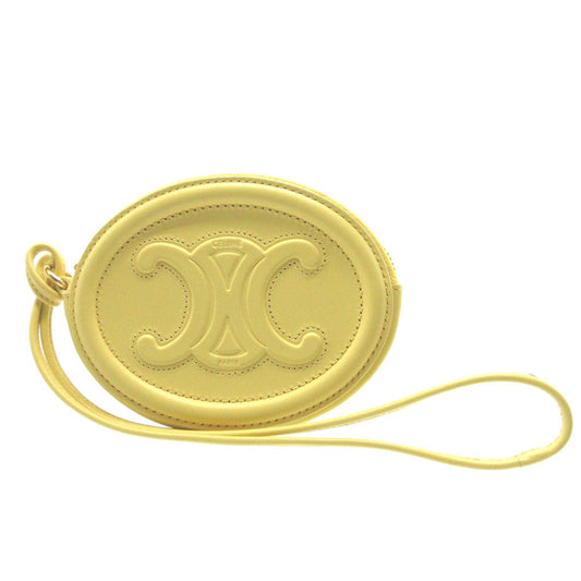 CELINE Coin case 10I483 leather yellow Triomphe unisex(Unisex) Used Authentic