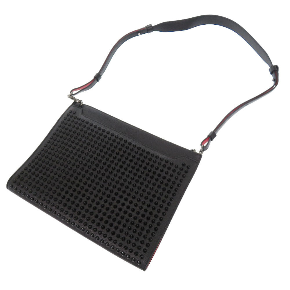 Christian Louboutin Shoulder Bag 1185130 leather black Sky Pouch Studs Women Used Authentic