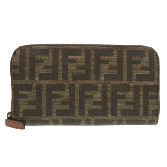 FENDI Long Wallet Purse 8M0024 PVC Brown Zucca Pattern