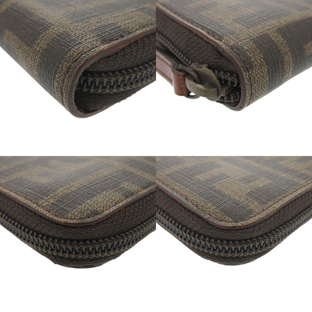 FENDI Long Wallet Purse 8M0024 PVC Brown Zucca Pattern
