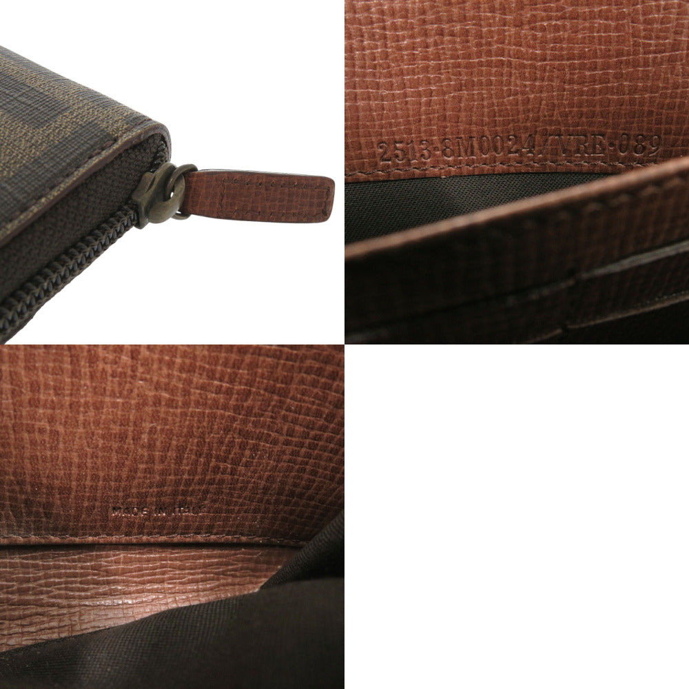 FENDI Long Wallet Purse 8M0024 PVC Brown Zucca Pattern
