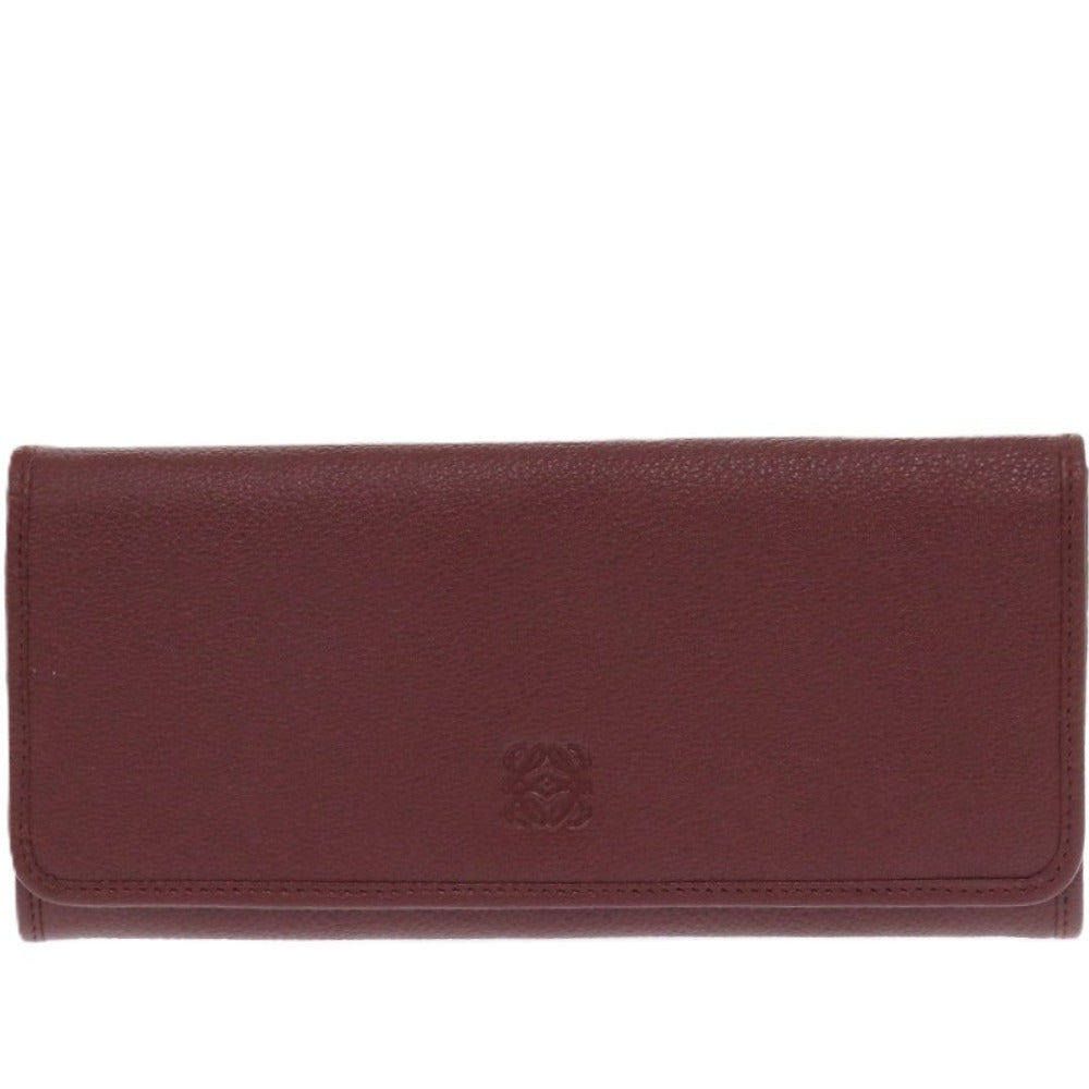 LOEWE Long Wallet Purse leather Bordeaux