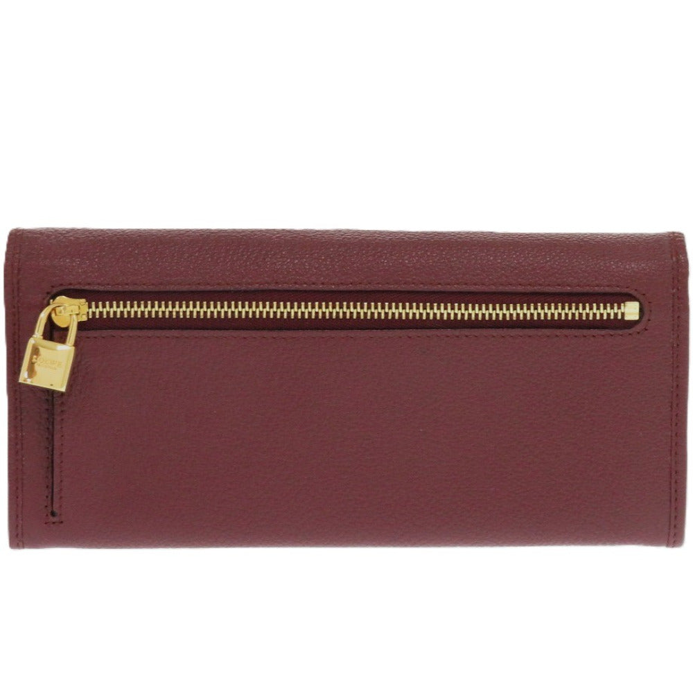 LOEWE Long Wallet Purse leather Bordeaux