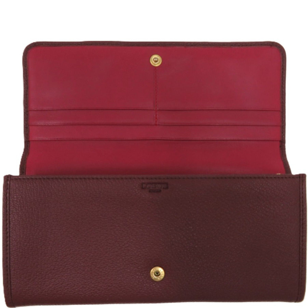 LOEWE Long Wallet Purse leather Bordeaux