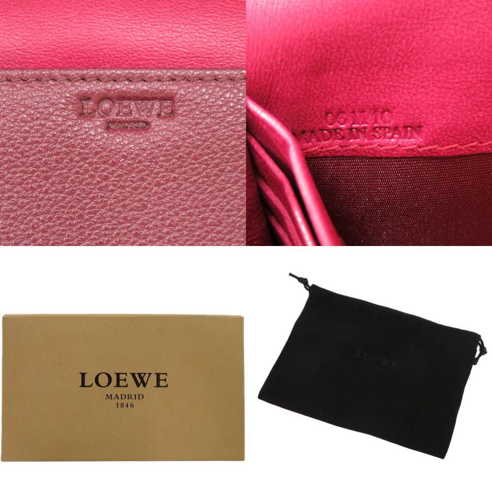 LOEWE Long Wallet Purse leather Bordeaux