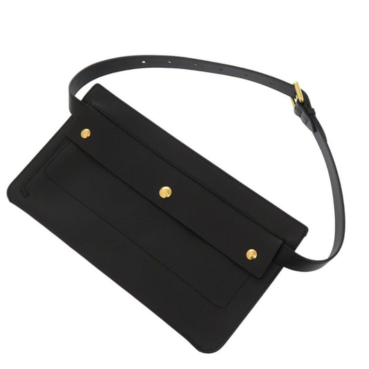 BURBERRY Waist bag leather black unisex(Unisex) Used Authentic