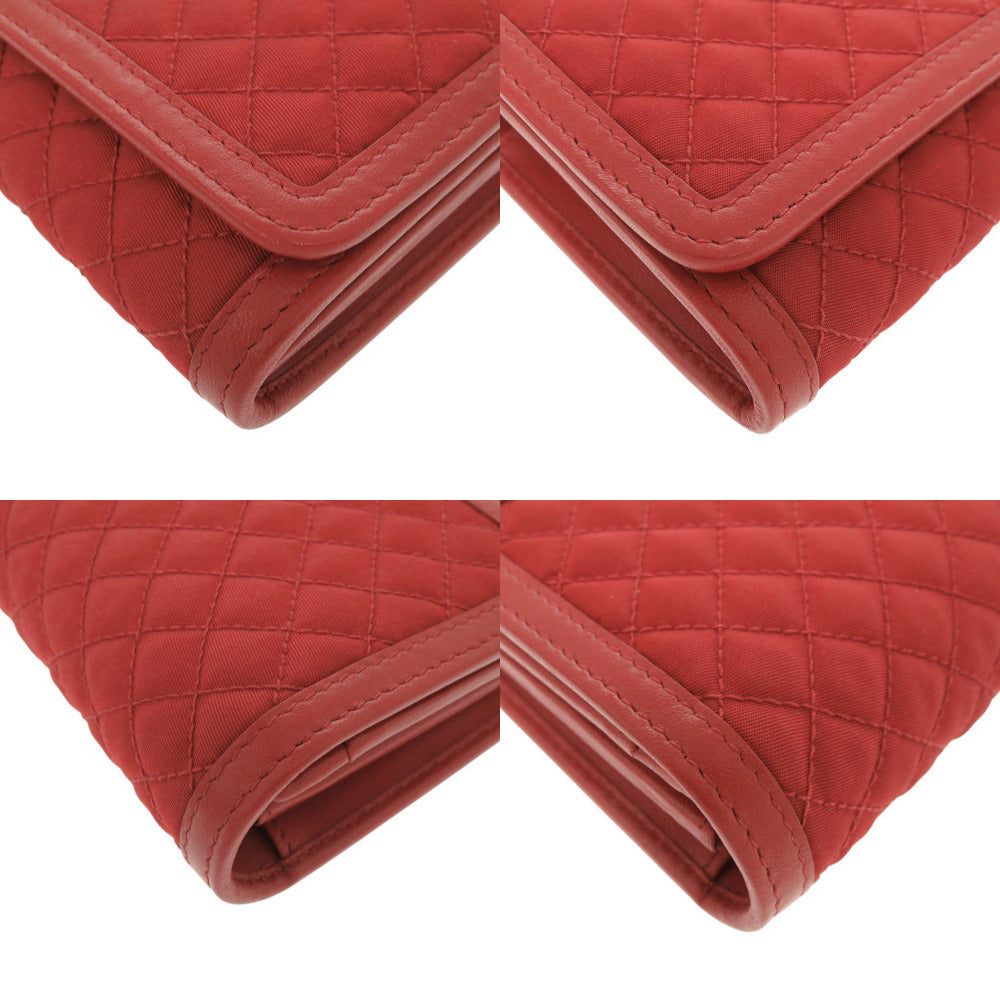 PRADA Long Wallet Purse 1M1437 Nylon, Leather Red