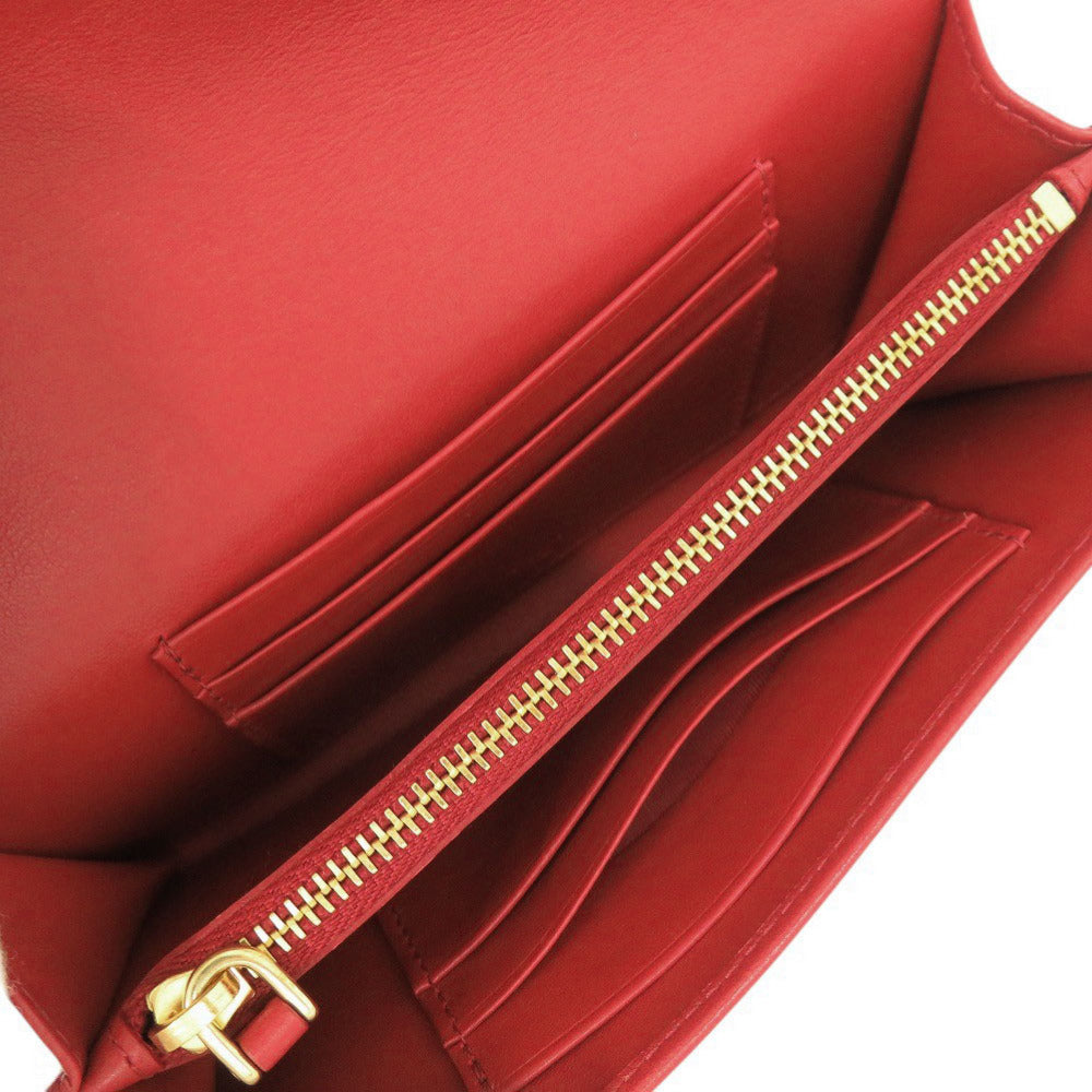 PRADA Long Wallet Purse 1M1437 Nylon, Leather Red