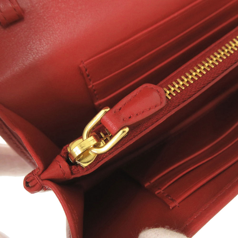 PRADA Long Wallet Purse 1M1437 Nylon, Leather Red