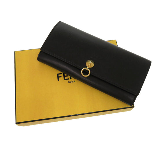FENDI Long Wallet Purse 8M2051 leather black By The Way Continental Women Used Authentic