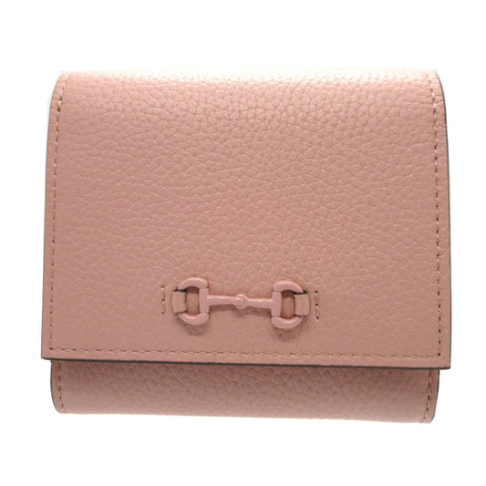 GUCCI Bifold Wallet 745981 leather pink Compact wallet Horsebit Women Used Authentic