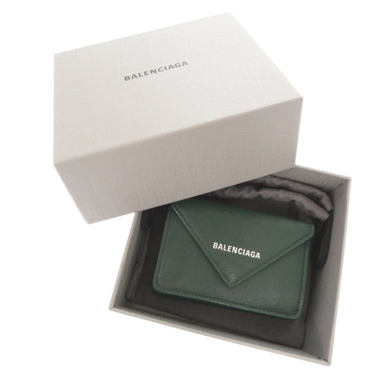 BALENCIAGA Tri-fold wallet 391446 leather green Paper mini wallet