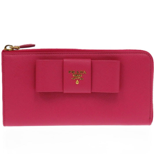 PRADA Long Wallet Purse 1M0506 leather Peonia ribbon
