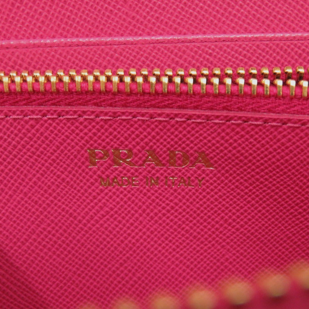 PRADA Long Wallet Purse 1M0506 leather Peonia ribbon