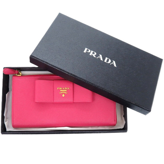 PRADA Long Wallet Purse 1M0506 leather Peonia ribbon