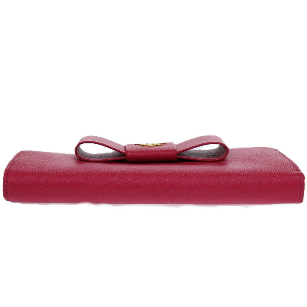 PRADA Long Wallet Purse 1M0506 leather Peonia ribbon