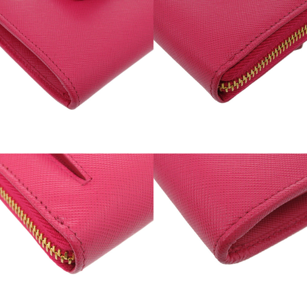 PRADA Long Wallet Purse 1M0506 leather Peonia ribbon