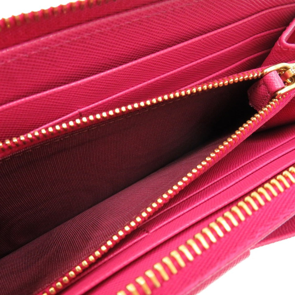 PRADA Long Wallet Purse 1M0506 leather Peonia ribbon