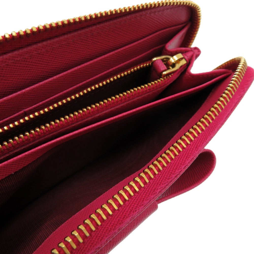 PRADA Long Wallet Purse 1M0506 leather Peonia ribbon