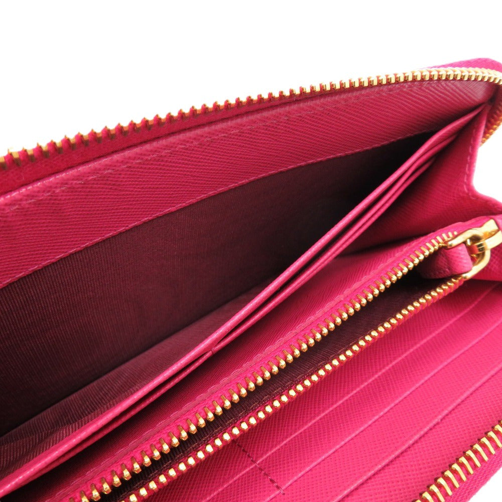 PRADA Long Wallet Purse 1M0506 leather Peonia ribbon